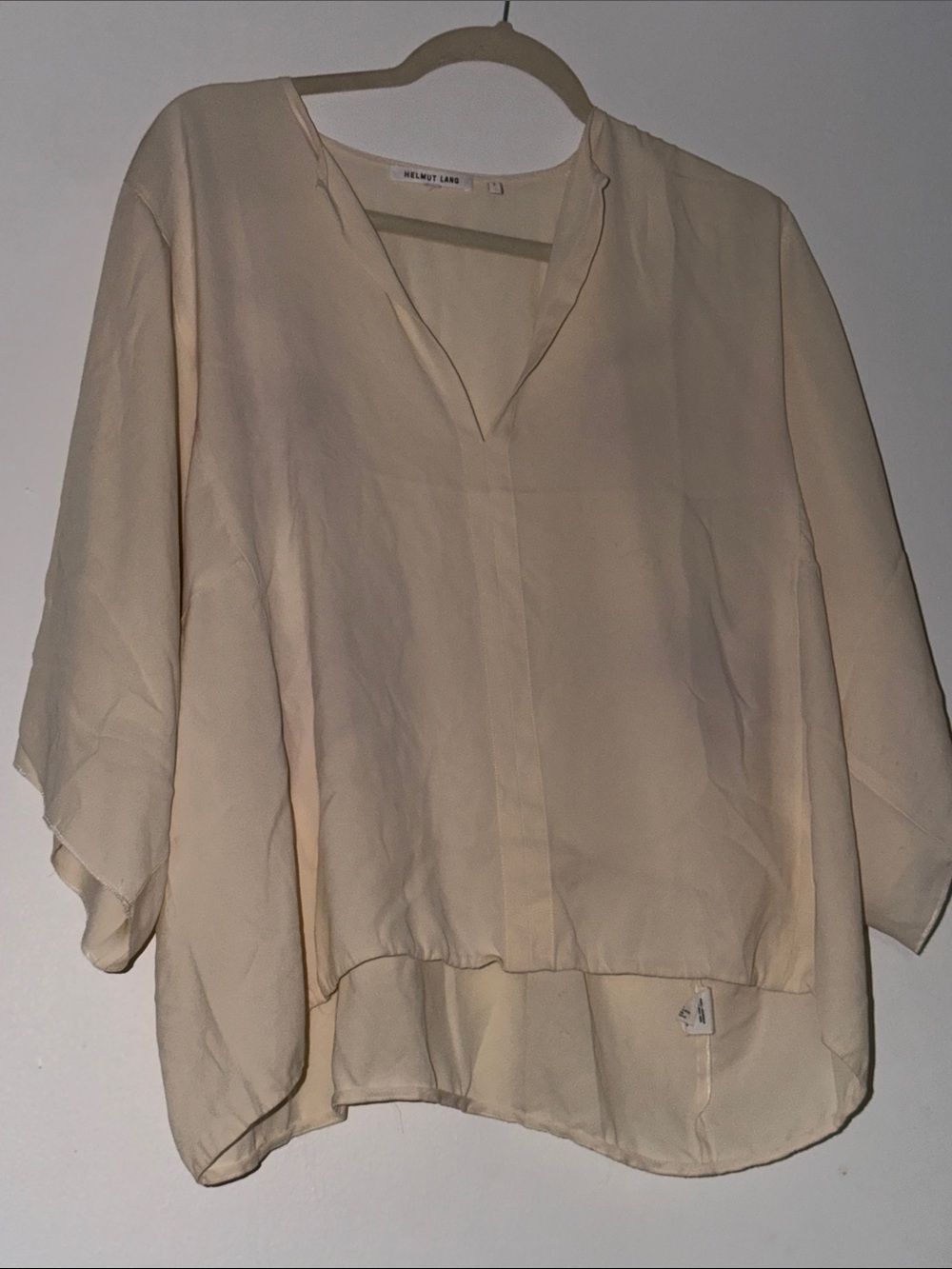Helmut Lang Pale Cream Sheer Tunic Blouse